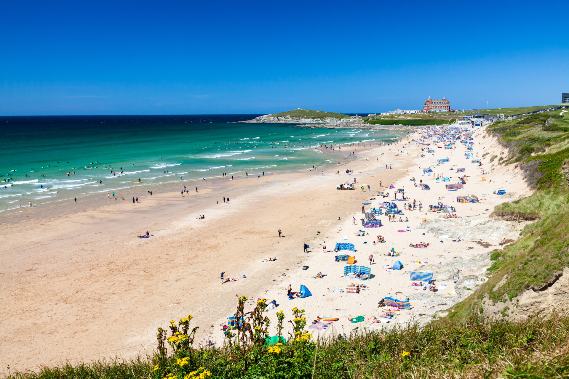 Overlooking Fistral Beach Newquay Cornwall England UK